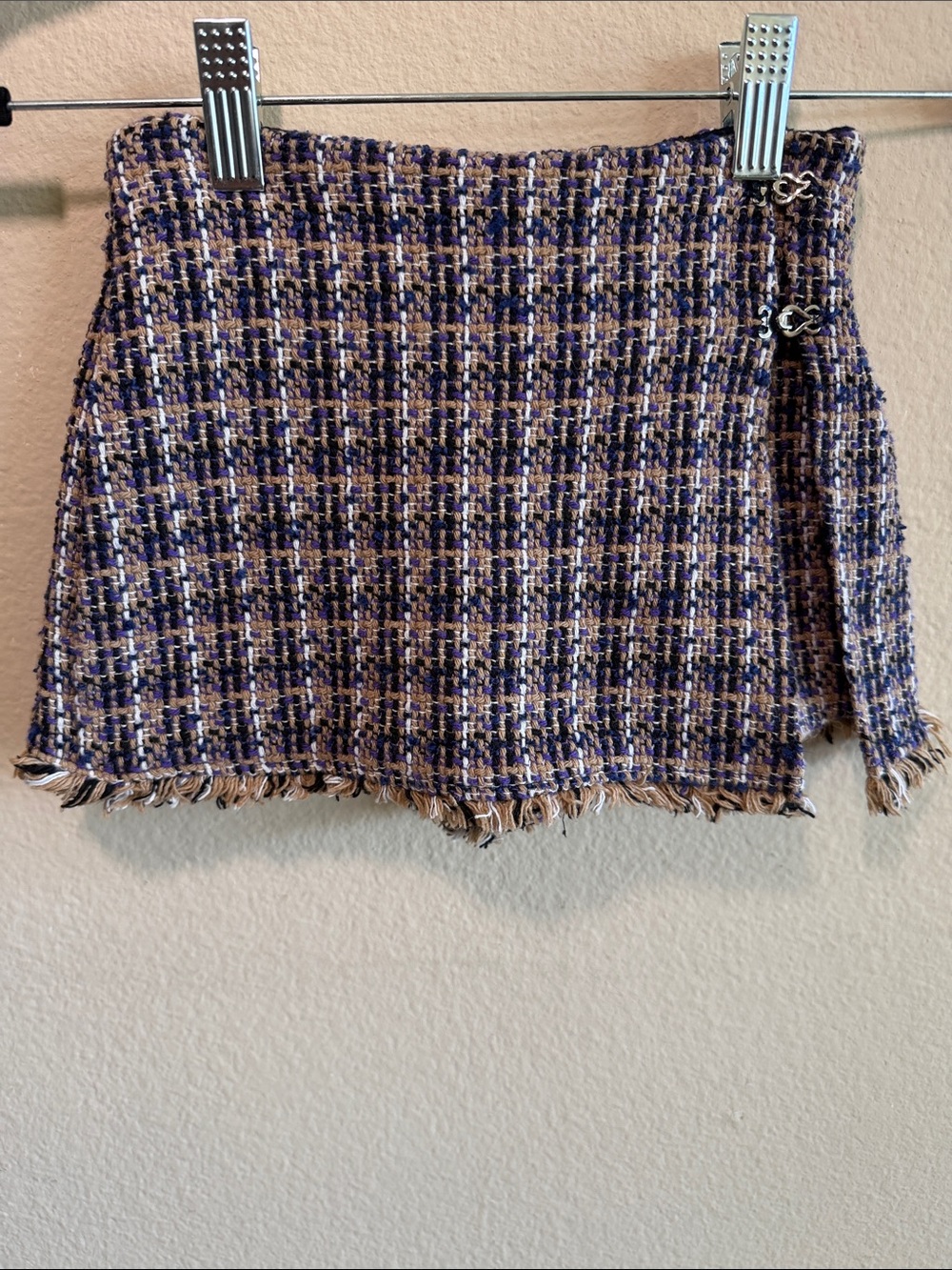 Zara Girls Brown and Purple Tweed Skort